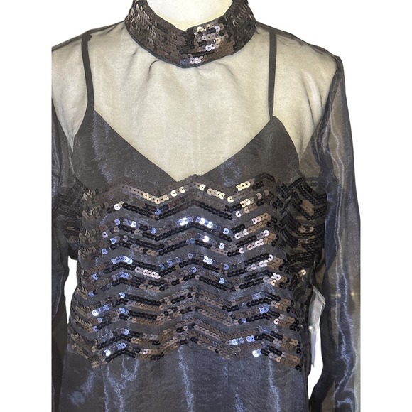 ModCloth Dress Women’s Small Sequin Sheer Black‎ - Picture 2 of 15